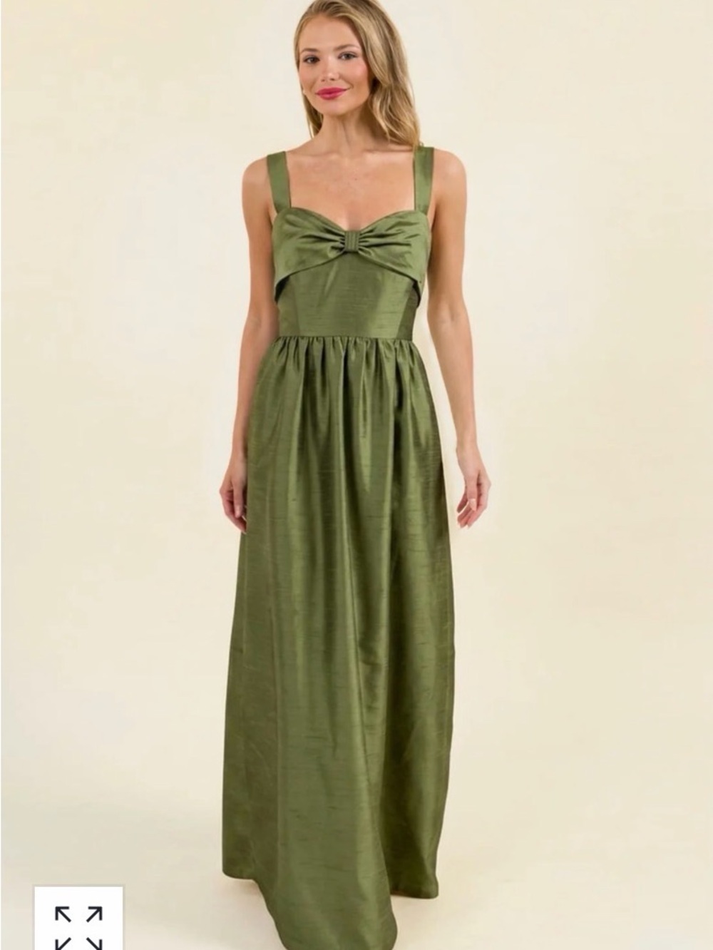 Grace Bodice with Gathered Skirt in Greenery Shantung